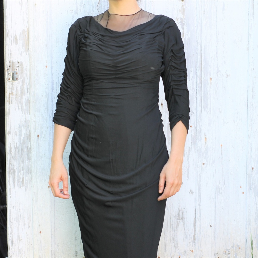 1930s Jay Thorpe Rouched Couture Evening Gown